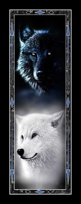 Black and white wolves vertical